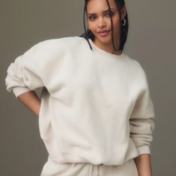 Good American Sherpa Fleece Crewneck Sweater - PECAN001 - Size 4 (XL) - Picture 2 of 14